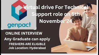 Genpact Virtual drive For Technical Support role on 5th November24 any graduate freshers [upl. by Annaiviv143]