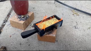 Recovered Solid Gold Brass Plumbing Pipe Smelted into 4 Pound Ingot asmr [upl. by Orrocos]