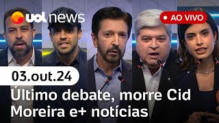 Debate na Globo terá candidatos sob tensão morre Cid Moreira Datafolha e ao vivo  UOL News [upl. by Lorre]