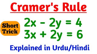 Cramers Rule 2x2 Explanation in Urdu  Hindi  Cramers Rule 9th class Examples [upl. by Philana381]