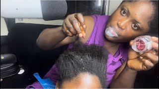 Asmr✨Vitamin E oil capsule application on my sisters scalp gum chewing and hair parting sound [upl. by Ibbed]