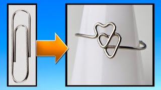 Double Heart Paperclip Ring DIY Jewelry Making Tutorial [upl. by Naujaj]