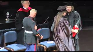 Marine Michael Burkhart surprises sister Kacy D Watson with diploma [upl. by Mendive]