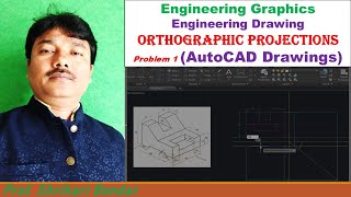 Engineering Graphics I Engineering Drawing I Orthographic Projections I AutoCAD drawings I Problem 1 [upl. by Eugenio]