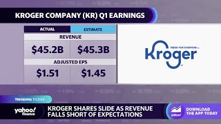 Kroger shares slide as Q1 revenue misses estimates [upl. by Neural]