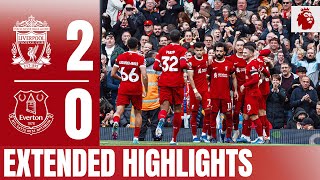 EXTENDED HIGHLIGHTS Liverpool 20 Everton  Salah double secures derby win [upl. by Gahl865]