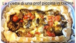 Torta salata con melanzane pomodorini basilico e formaggio [upl. by Goodhen129]