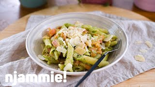 Pasta met broccolipesto en zalm Recept  njammie [upl. by Betsey]