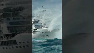 Massive Wave Slams Cruise Ship Will It Survive scaryocean massivewave ship [upl. by Alaehs]