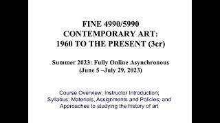 Lecture 1a FINE 4990 Introduction 13min 36sec [upl. by Stanley]