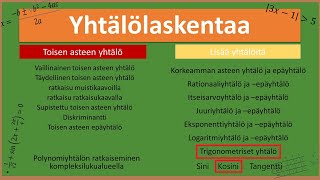 Yhtälölaskentaa Kosiniyhtälö Trigonometriset yhtälöt [upl. by Valenta]