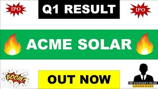 Acme Solar Q2 Results 2025  Acme Solar Results Today  Acme Solar Share Latest News  Acme Solar [upl. by Yazbak]