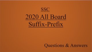 SSC 2020 All Board SuffixPrefix  English 2nd Paper [upl. by Selda]