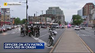 Philadelphia police officer on ATV patrol hit by threewheel vehicle [upl. by Idalina]