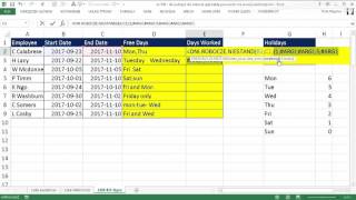 excel548  Jak policzyć dni robocze gdy każdy pracownik ma inaczej weekendy [upl. by Bilski]