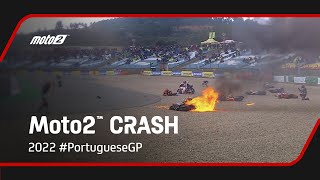 Multiple rider crash brings out the red flag in Moto2™  2022 PortugueseGP [upl. by Gherardi]