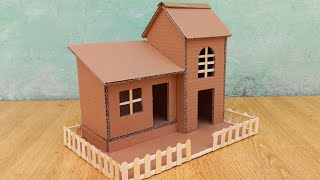 Making a House With Cardboard  Cardboard House For School project [upl. by Drahsir]