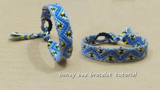 Honey Bee Friendship Bracelet Tutorial  yarnuelle [upl. by Ivar468]