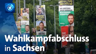 Vor Landtagswahl am Sonntag Wahlkampfabschluss in Sachsen [upl. by Attenod]