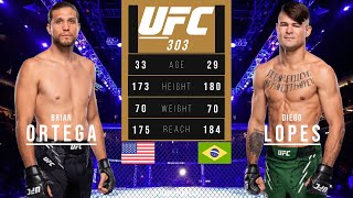 BRIAN ORTEGA vs DIEGO LOPES FULL FIGHT UFC 303 [upl. by Trescha]