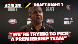 Blair Hartley speaks to the media after Draft Night  AFL Draft Night 2024 [upl. by Ledua75]