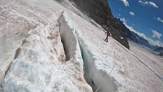 Crossing crevices on Aletsch Glacier [upl. by Ayel]