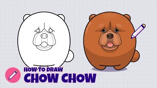 How to draw a Chow Chow Step by step drawing tutorial for kids  Easy and simple drawing [upl. by Beaudoin780]