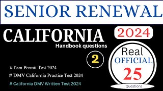 California DMV Practice Test 2024  California DMV Senior Written Test  Updated [upl. by Anaeirb]