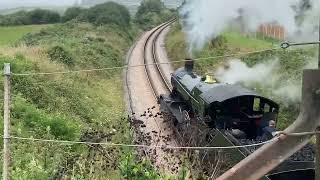 7827 Lydham Manor passes under a footbridge near Goodrington on a service to Kingswear 110824 [upl. by Culbertson]