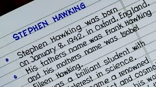 Stephen Hawking  10 line on Stephen Hawking  Handwritten Essay  Brief Biography for Students [upl. by Libre949]