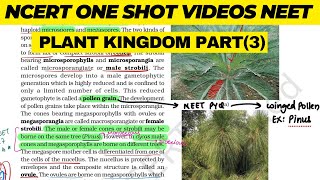 PLANT KINGDOM Class 11 NCERT IN ONE SHOT Part 3 All Theory PYQ’s and Tricks  NCERT line by line [upl. by Kcirddet]