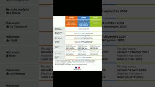 Calendrier des vacances scolaires 2024 2025 en France [upl. by Ammann]