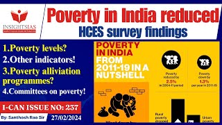 Poverty levels below 5 NITI AayogHCES report findings by Santhosh Rao UPSC [upl. by Doak467]