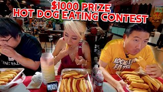 1000 PRIZE HOT DOG EATING CONTEST ft RockstarEater AsianAndyfilms  RainaisCrazy [upl. by Lipp]