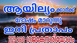 ആയില്യക്കാർക്ക് ഗജകേസരിയോഗം  ഇനി പണം കുമിഞ്ഞു കുടും 2025 വരെ Ayilyam Star ⭐ [upl. by Uhthna936]