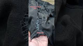 Technique of sewing torn jeans short [upl. by Aleiram]