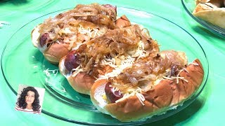 Hot Dog Recipe  Gourmet Hot Dog  How To Caramelize Onions [upl. by Walford899]