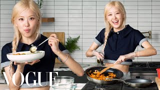 Rosé Cooks Kimchi Fried Rice Dinner  Now Serving  Vogue [upl. by Ativak]