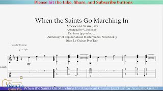 When the Saints Go Marching In American Classic Jazz arr for Acoustic Guitar with Tab [upl. by Zawde]