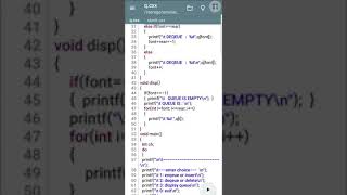 queue and operations enqueue  dequeue display in c language c programming  shorts [upl. by Chandal]