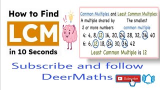 LeastLowest Common Multiple LCM DeerMaths lcm maths lowest [upl. by Tertias]