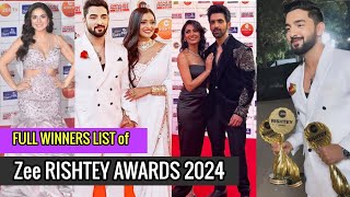 FULL WINNERS LIST of Zee Rishtey Awards 2024 zeetv tvnews kumkumbhagya [upl. by Bachman]