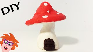 Paddestoel kleien met Fimo klei  clay mushroom craft [upl. by Nauqel178]