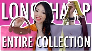 ENTIRE LONGCHAMP LE PLIAGE BAG COLLECTION Review 10 Size Comparison amp Organizers  FashionablyAMY [upl. by Nagirrek6]