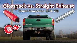 Cherry Bomb® Glasspack vs Straight Exhaust Pipe  Sound Comparison  53L Chevy [upl. by Joaquin]