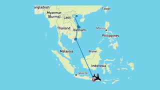 LAOS TO INDONESIA  AEROPLANE MAP  USE [upl. by Pietje]