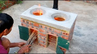 Building Simple Outdoor Smokeless Firewood Stove \ DIY traditional firewood stove [upl. by Sidonnie]