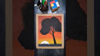 🌙🌳 Panting On Cardboard  Easy drawing for beginners💕 trending viralvideo shortsvideo cardboard [upl. by Song]