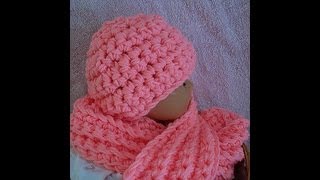 How to crochet a hat and scarf set from Sweet Potato Patterns youtube video baby [upl. by Sirahs243]