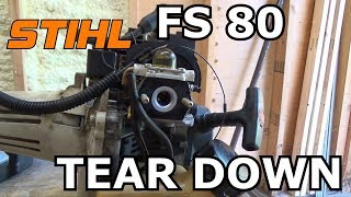 Stihl FS80 Carburetor removal for rebuild and ultrasonic cleaning [upl. by Salamanca]